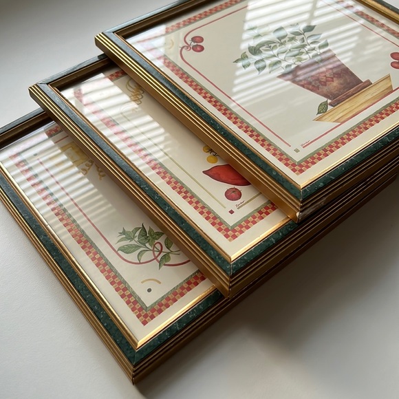 ✨ 1996 ART RESOURCES INT LTD -Set of 3 Framed Prints TOMATOES - HERBS - PASTA. - Picture 9 of 16